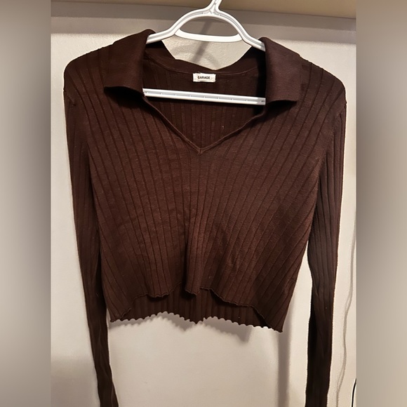 GARAGE brown v neck sweater Size XL - Picture 1 of 3